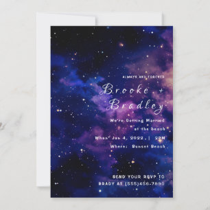 Blue Purple Twilight Galaxy Wedding Invitation