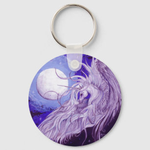 Blue Purple Unicorn Pegasus Pegacorn Lunar Moon Key Ring