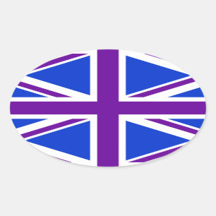 Blue Purple Union Jack Oval Sticker