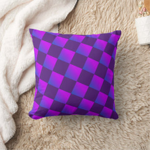 Blue Purple Violet Abstract Geometric Cushion