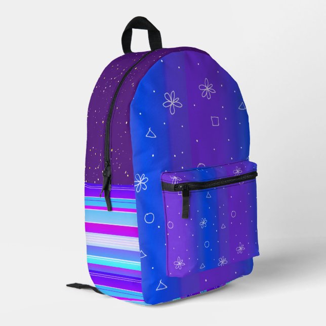 Blue purple violet Print Cut Sew Backpack (Back Corner Left)