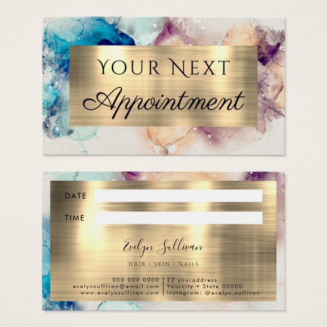 Blue Purple Watercolor Appointment Card (Front & Back)