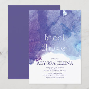 Blue Purple Watercolor Beach Bridal Shower © Invitation
