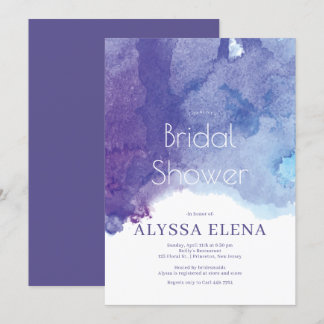 Blue Purple Watercolor Beach Bridal Shower © Invitation