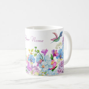 Blue Purple Watercolor Flower bloom Coffee Mug