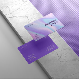 Blue & Purple Watercolor Holographic Design Beauty Business Card
