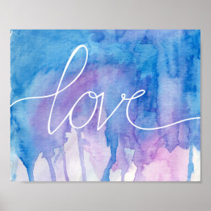 Blue & Purple Watercolor - Love Poster