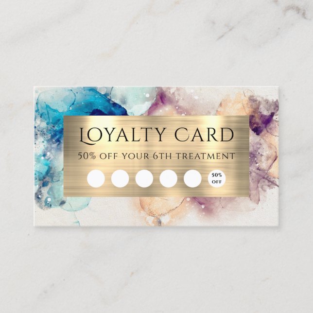 Blue Purple Watercolor Loyalty Card (Front)