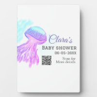 Blue purple watercolor pastel jellyfish baby showe