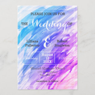 Blue Purple Watercolor - Wedding Invitation