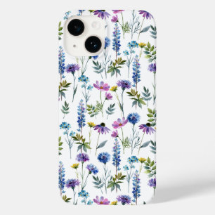Blue Purple Watercolor Wildflower Case-Mate iPhone 14 Case