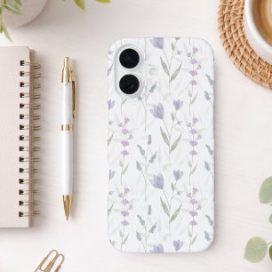 Blue Purple Watercolor Wildflower iPhone 16 Case