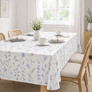 Blue Purple Watercolor Wildflower  Tablecloth