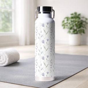 Blue Purple Watercolor Wildflower Water Bottle