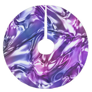 Blue Purple Wavy Metallic Look Brushed Polyester Tree Skirt