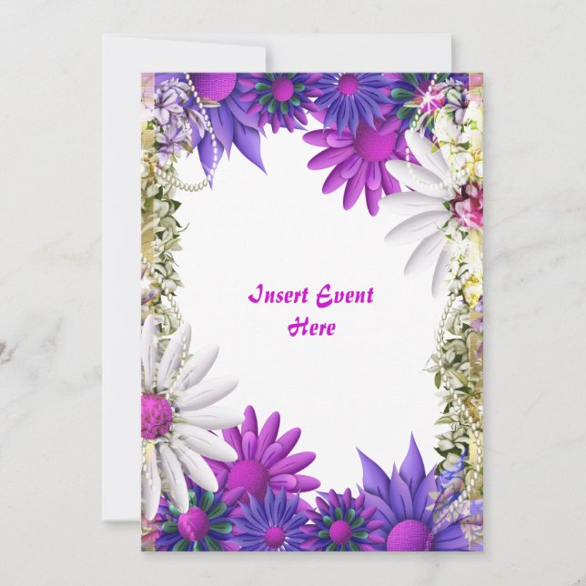 Blue purple wedding engagement birthday invitation (Front)