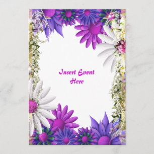 Blue purple wedding engagement birthday invitation