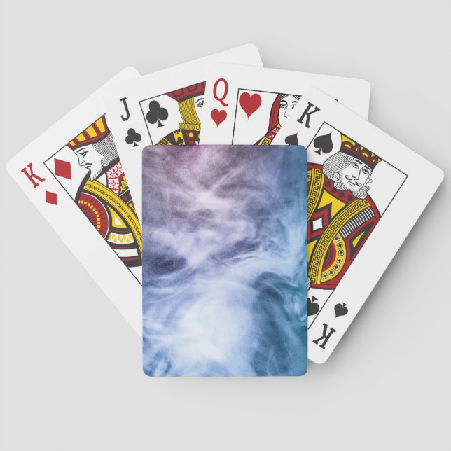Blue purple white abstract heavenly clouds smoke playing cards (Back)