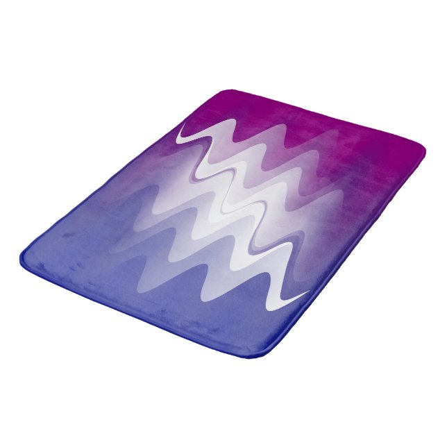 Blue purple white bath mat (Angled)