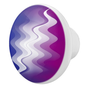 Blue purple white ceramic knob