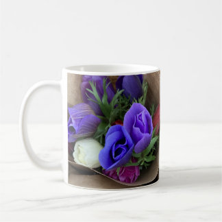 Blue Purple White Flowers Mug