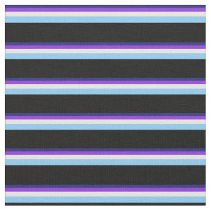 Blue, Purple, White, Light Sky Blue & Black Fabric