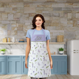  Blue & Purple Wildflower Apron   Watercolor Flora
