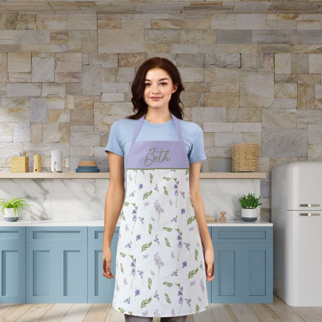  Blue & Purple Wildflower Apron | Watercolor Flora (Creator Uploaded)