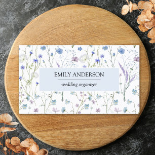 Blue Purple Wildflower Floral Pattern Business Calling Card