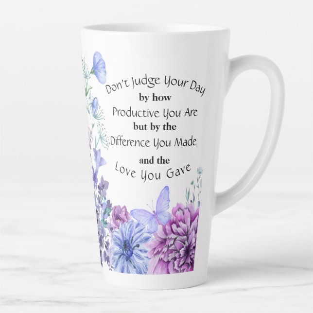 Blue Purple Wildflower Inspirational  Latte Mug (Right)