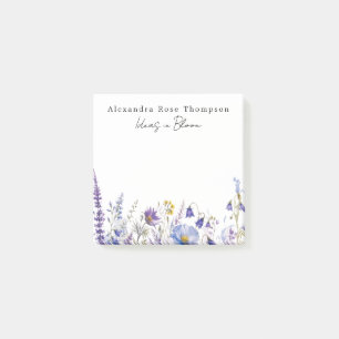 Blue Purple Wildflower Watercolor Sketchbook Post-it Notes