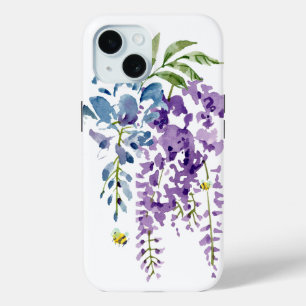 Blue Purple Wisteria Floral Bee iPhone / iPad case