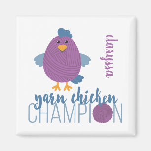 Blue & Purple Yarn Chicken Champion Magnet