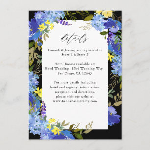 Blue Purple & Yellow Floral Details - Black Enclosure Card