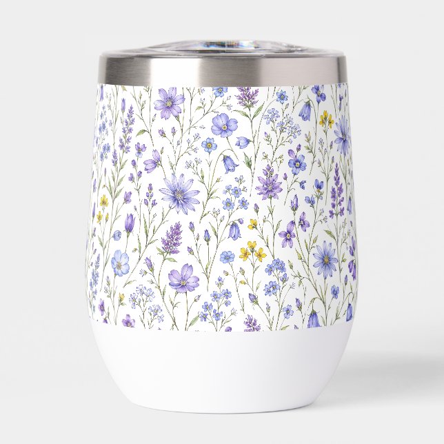 Blue Purple Yellow Watercolor Wildflower Pattern (Front)
