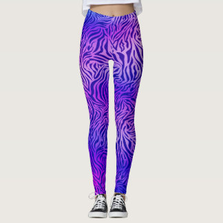 Blue purple zebra leggings