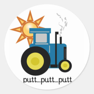 Blue Putt Putt Tractor Tshirts and Gifts Classic Round Sticker