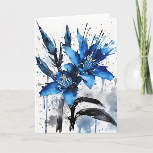 Blue Puya - Watercolor flowers Card