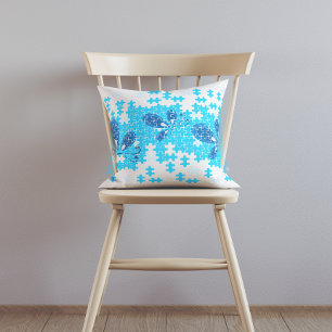 Blue Puzzle Buterfly  Cushion