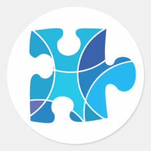 Blue puzzle piece classic round sticker