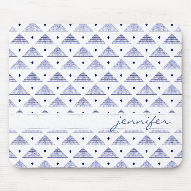 Blue Pyramid Pattern Mouse Mat (Front)