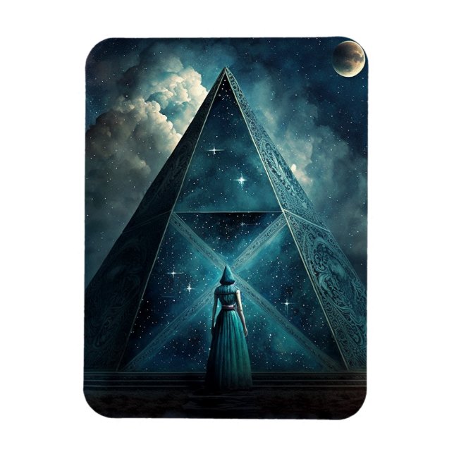 Blue Pyramid Surreal Visionary Art Magnet (Vertical)