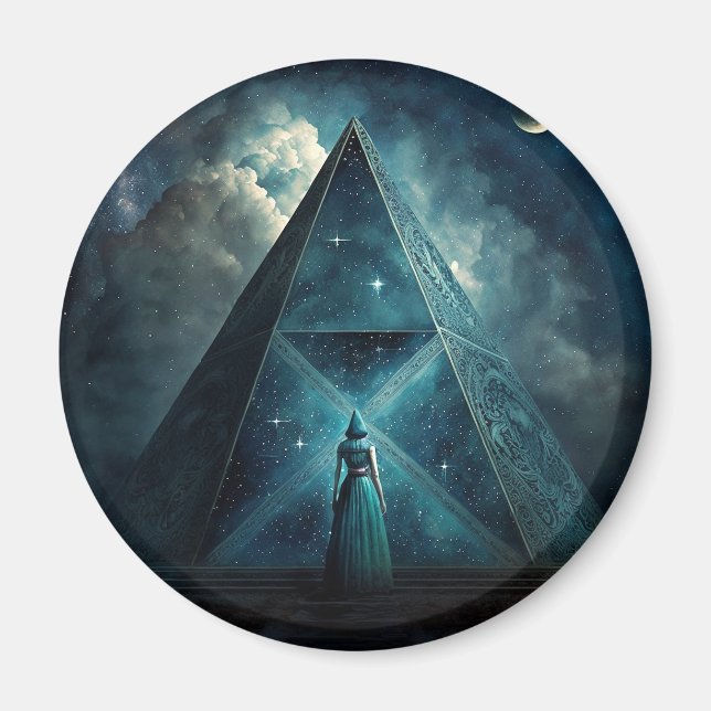 Blue Pyramid Surreal Visionary Art Magnet (Front)