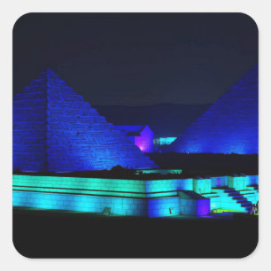 Blue pyramids design  square sticker
