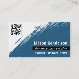 Blue QR CODE Photographer Business Card