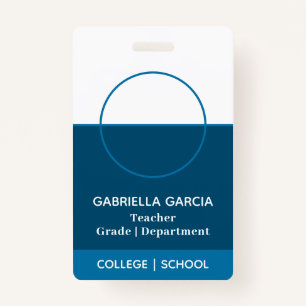 Blue QR Code School Teacher Photo ID badge