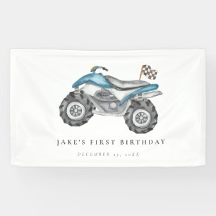 Blue Quad Bike Birthday Banner