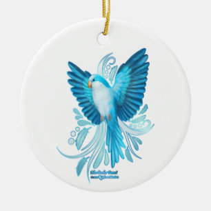Blue Quaker Parrot Ceramic Tree Decoration