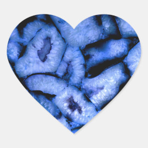 Blue Quartz Agate, blue Geodes, abstract pattern  Heart Sticker
