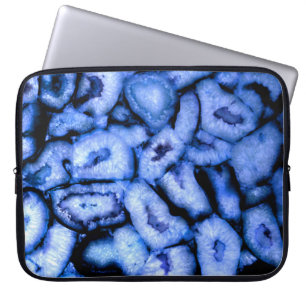 Blue Quartz Agate, blue Geodes, abstract pattern Laptop Sleeve